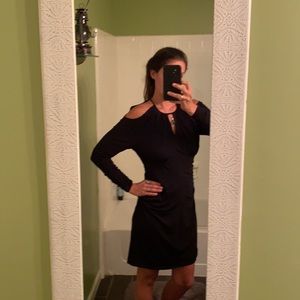 Laundry black shoulderless long sleeve dress